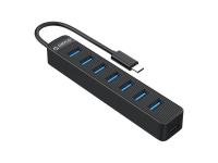 USB-C hub s 7 vhodi, USB 3.0, 0,15m, črn, ORICO TWC3-7A - TWC3-7A-BK-EP