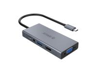 Priključna postaja USB-C, 5 in 1, USB 3.0, HDMI, VGA, avdio, PD 60W, ORICO MC-U501P - MC-U501P-GY-BP