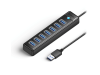 USB hub s 7 vhodi, USB 3.0, 1m, črn, ORICO PW7U-U3 - PW7U-U3-10-BK-EP