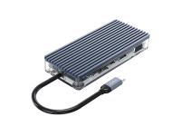 Priključna postaja USB-C, 11 in 1, 3x USB 3.0, 1x USB 2.0, HDMI, VGA, avdio, čitalec kartic, RJ45, PD 100W, ORICO WB-11P - WB-11P-GY-BP