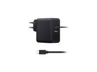 Polnilec za prenosnike Ewent EW3978, 65W, USB Type-C PD, USB-A, črn - EW3978