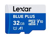 Spominska kartica Lexar BLUE PLUS, Micro SDHC, 32GB, 100MB/s, U1, V10, A1, UHS-I, z adapterjem - LMSBLPL032G-BNANG