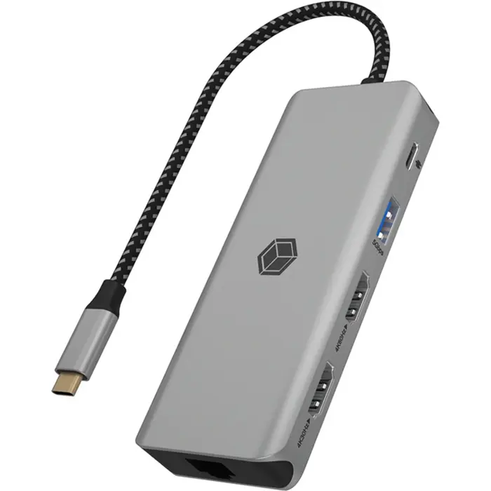 ICY BOX IB-DK4012-CPD, docking station (aluminium, HDMI, USB-A, DisplayPort, SD/microSD card reader)