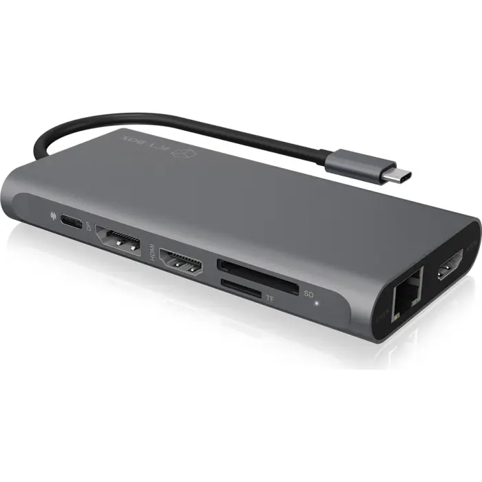 ICY BOX IB-DK4050-CPD USB 3.2 Gen 1 (3.1 Gen 1) Type-C 5000 Mbit/s Anthracite, Docking station