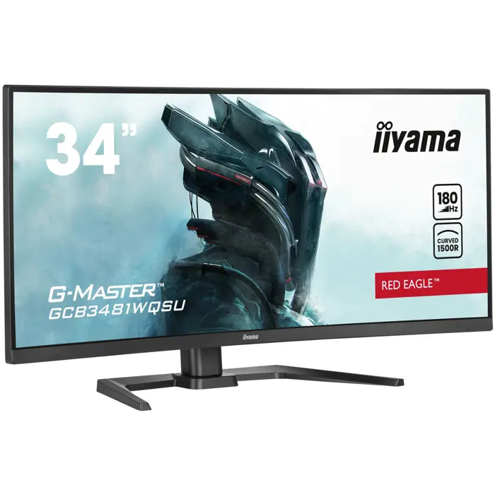 IIYAMA 34" G-Master GCB3481WQSU-B1 UWQHD (3440×1440) zakrivljeni VA, 180Hz, 21:9, 0.3ms, 500cd/m2, 4000:1, 2×HDMI/2×DP, 4×USB3.2, FreeSync Premium, HA, zvučnici, crni