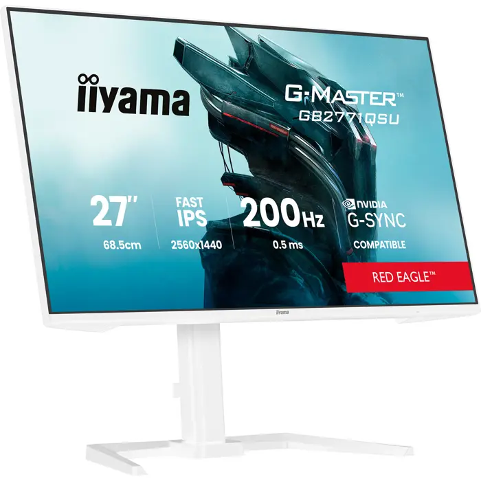 Iiyama G-Master GB2771QSU-W1 Red Eagle (68.5 cm (27 inches), white (matt), QHD, Fast-IPS, HDMI, DP, G-Sync comp., USB hub, 200Hz panel)