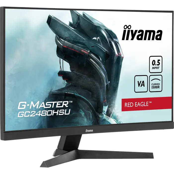 iiyama G-MASTER GC2480HSU-B1, gaming monitor - 23.6 - black (matt), FullHD, VA, curved, USB hub, 180Hz panel