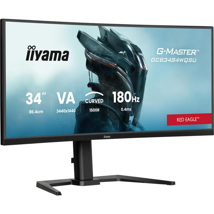 Iiyama G-Master GCB3484WQSU-B1 RED EAGLE CURVED - 34 - black, WQHD, curved, VA, Free-Sync Premium, USB-C, 180Hz panel