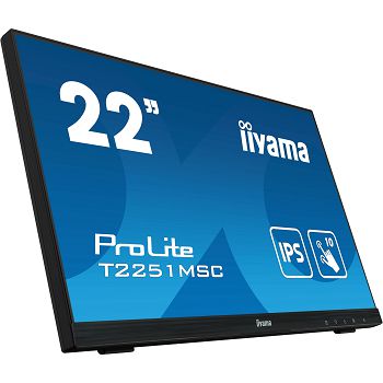 IIYAMA Monitor 21,5" OGS-PCAP 10P Touch, 1920x1080, IPS-slim panel design, VGA, HDMI, DisplayPort, 250cd/m² (with touch), 7ms, bookstand