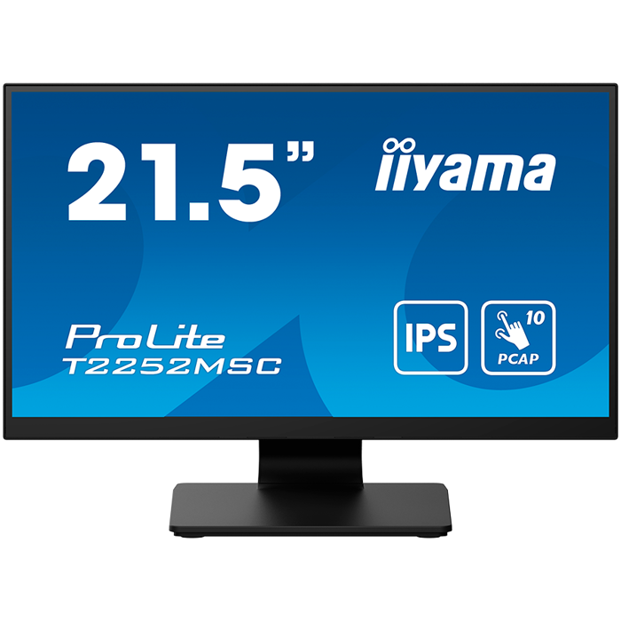 IIYAMA Monitor LED T2252MSC-B2AG  21.5" PCAP 10pt Touchscreen monitor featuring IPS panel technology, Edge-to-Edge glass design and Anti Glare coating HDMI DP USB HUB Tilt 3y
