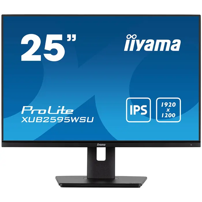 IIYAMA Monitor LED XUB2595WSU-B5 25" IPS 1920 x 1200 16:10 300 cd/m² 4ms VGA HDMI DP USB Hub height, swivel, tilt, pivot (rotation both sides)