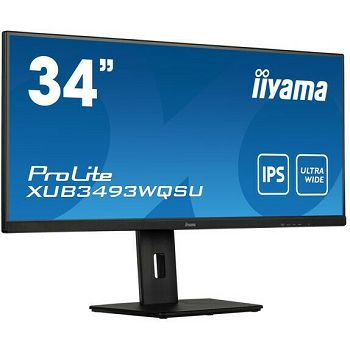 IIYAMA Monitor XUB3493WQSU-B5 34” IPS 3440 x 1440 @75Hz 21:9, 400 cd/m², 4ms, 1000:1,  HDMI, DP, USB, height, swivel, tilt, HDCP, Speakers, VESA