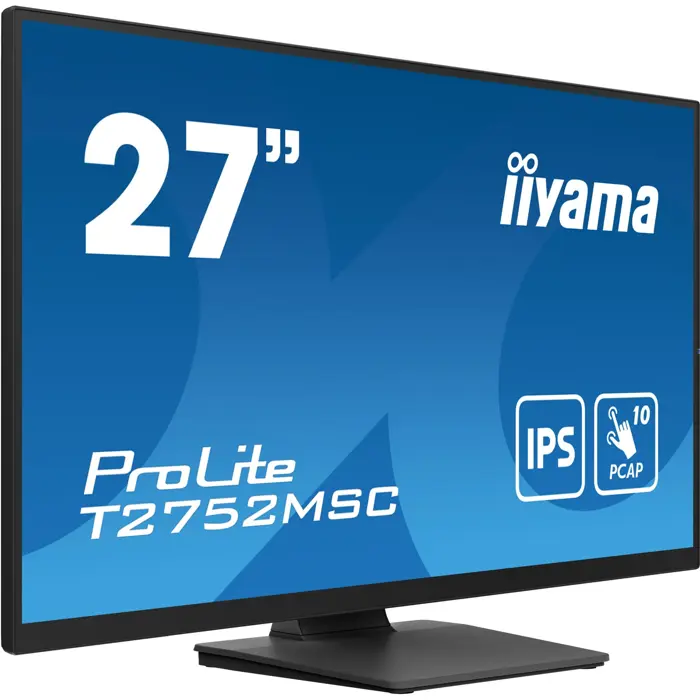 iiyama ProLite T2752MSC-B1, LED monitor - 27 - black (matt), Full HD, IPS, touchscreen, HDMI, DisplayPort, USB