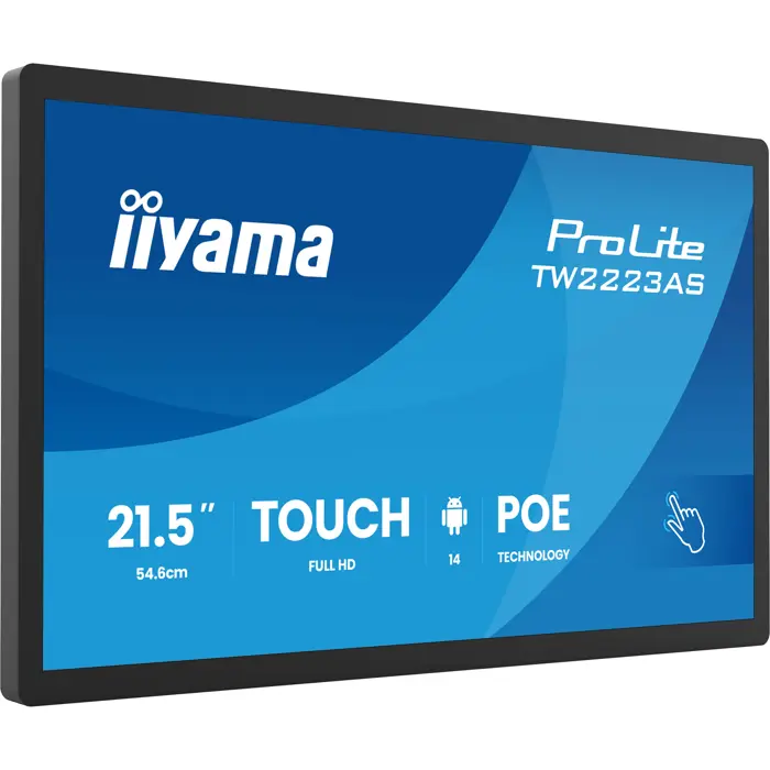 Iiyama ProLite TW2223AS-B3P, public display (black (matt), FullHD, IPS, touchscreen, POE, HDMI, USB)