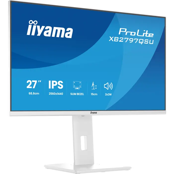 Iiyama ProLite XB2797QSU-W1 (68.5 cm (27 inches), white (matt), QHD, IPS, HDMI, DP, USB hub, ergonomic stand)