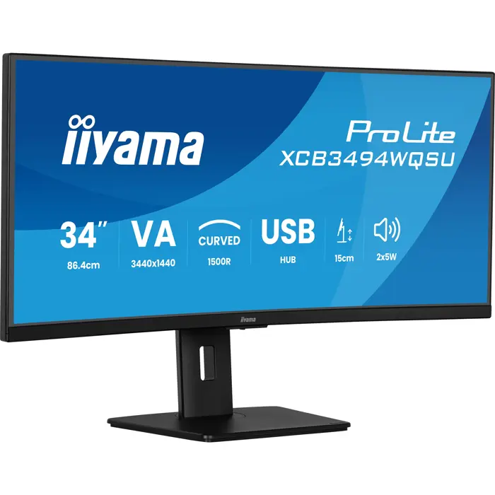 Iiyama ProLite XCB3494WQSU-B1 - 34 - black (matt), WQHD, VA, curved, AMD FreeSync Premium, 120Hz panel