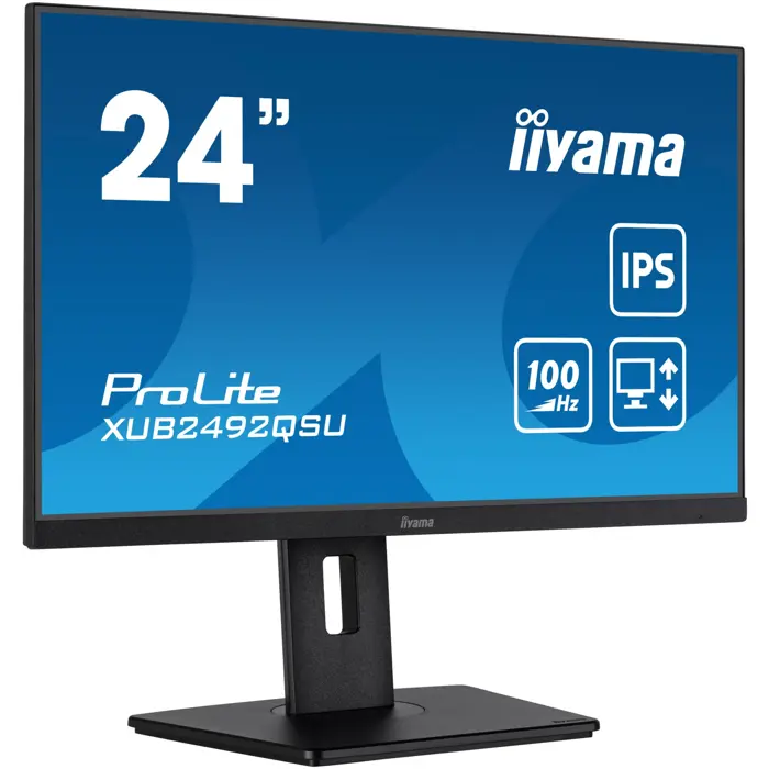 iiyama ProLite XUB2492QSU-B1, LED monitor - 23.8 - black (matt), WQHD, IPS, AMD Free-Sync, 100Hz panel