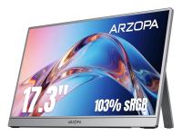 Prenosni monitor 17.3'' (44 cm) FullHD, IPS, 60Hz, mHDMI, USB-C, zvočniki, ARZOPA Z1C Plus, siv - Z1CPLUS-GREY