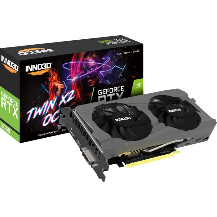 INNO3D GeForce RTX 3050 TWIN X2 OC V2, graphics card (Lite Hash Rate, 3x DisplayPort, 1x HDMI 2.1)
