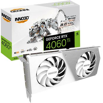 Inno3D GeForce RTX 4060 Ti 16GB Twin X2 OC White, 16384 MB GDDR6 N406T2-16D6X-178055W