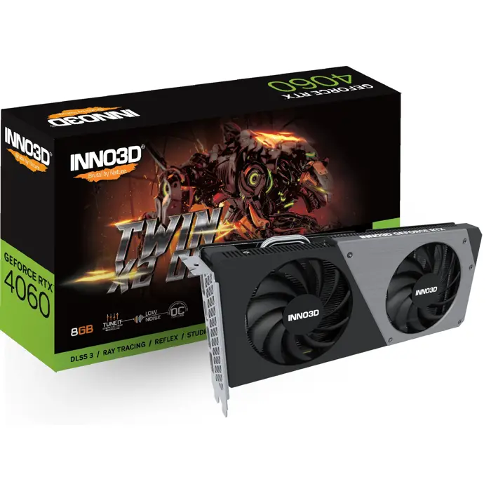 INNO3D GeForce RTX 4060 TWIN X2 OC, graphics card (DLSS 3, 3x DisplayPort, 1x HDMI 2.1)