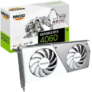 INNO3D GeForce RTX 4060 Twin X2 OC White, 8192 MB GDDR6 N40602-08D6X-173051W