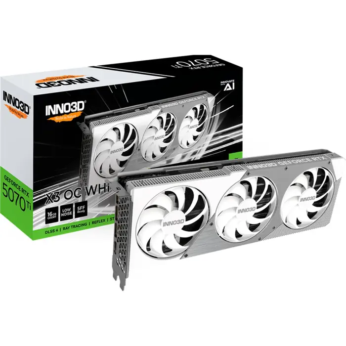 INNO3D GeForce RTX 5070 Ti X3 OC WHITE, graphics card DLSS 4, 3x DisplayPort, 1x HDMI 2.1