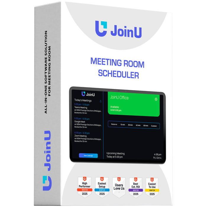 JoinU Room Scheduler application license for booking meeting rooms and checking their availability. License for 1 Year, for 1 device.
