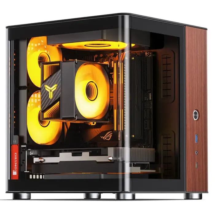 Jonsbo TK-0 PC Gehäuse, Mini-Tower, Mini-ITX, Tempered Glass, Holz - schwarz-TK-0 BLACK