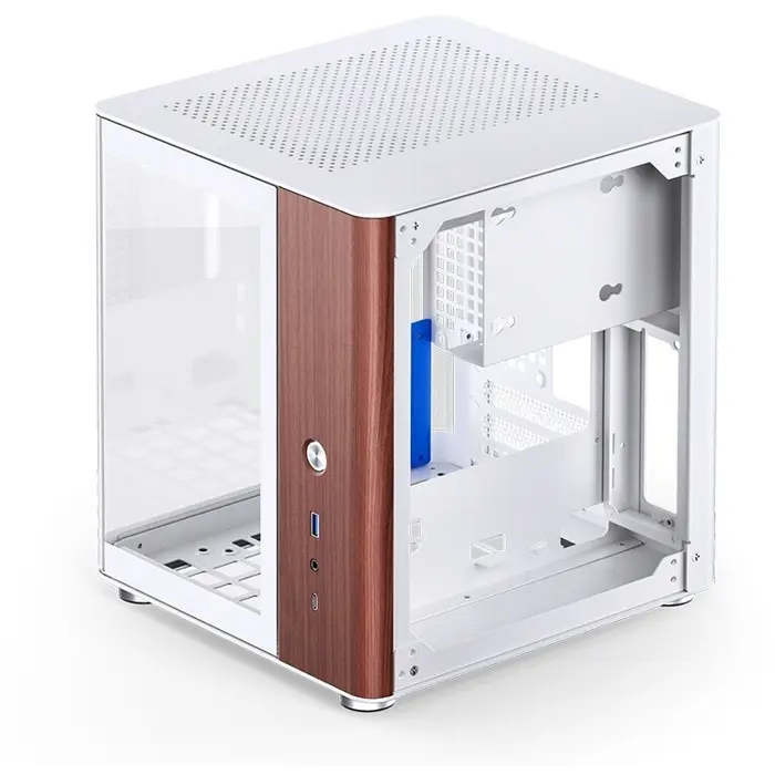 Jonsbo TK-0 PC Gehäuse, Mini-Tower, Mini-ITX, Tempered Glass, Holz - weiß-TK-0 WHITE