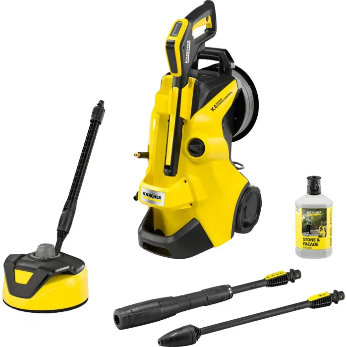 Kärcher high-pressure cleaner K 4 Premium Power Control Flex Home (yellow/black, with dirt blaster, hose reel and surface cleaner T 5)