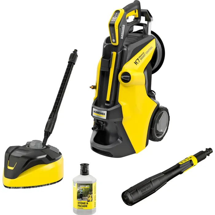 Kärcher high-pressure cleaner K 7 Premium Smart Control Flex Home (yellow/black, Bluetooth, LCD display, hose reel and surface cleaner T 7)