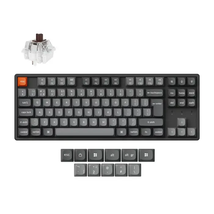 Keychron K8 Max Swappable RGB Backlight Aluminum, Mehanička tipkovnica, Black, /UK-veliki enter/ , (+HR znakovi), K8M