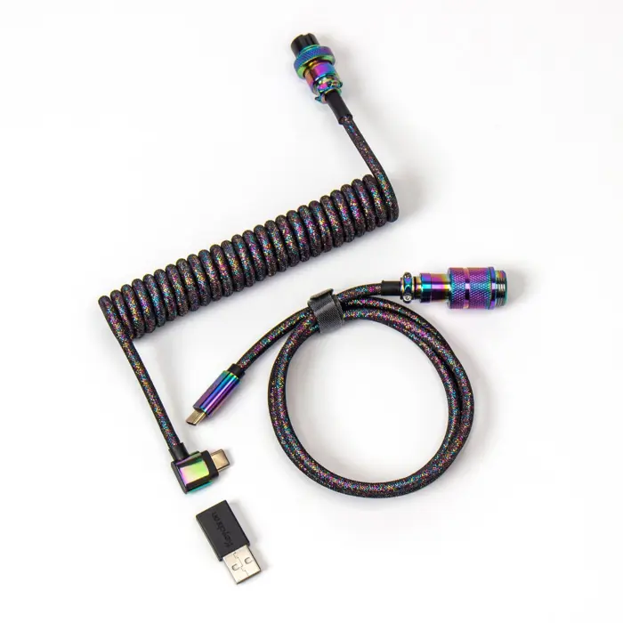 Keychron USB 3.2 Gen 1 Premium Coiled Aviator Cable, USB-C plug > USB-C plug (black, 1.08 meter, angled plug)