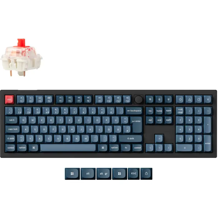 Keychron V6 Max (black/blue-gray, DE layout, Gateron Jupiter Red, hot-swap, RGB)