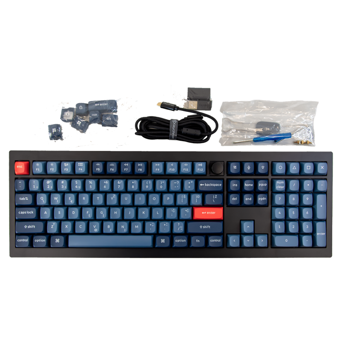 Keychron V6 Max Swappable RGB Backlight, Mehanička tipkovnica, Black, Knob Version, UK Layout (veliki enter) (+HR znakovi),  V6M-UK