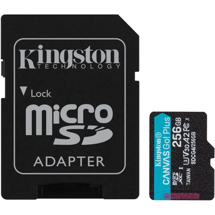 Kingston Canvas Go! Plus 256 GB microSDXC (black, UHS-I U3, Class 10, V30, A2)