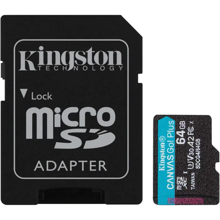 Kingston Canvas Go! Plus 64 GB microSDXC (black, UHS-I U3, Class 10, V30, A2)