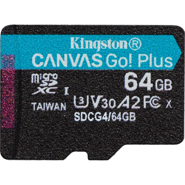 Kingston Canvas Go! Plus 64 GB microSDXC (black, UHS-I U3, Class 10, V30, A2)
