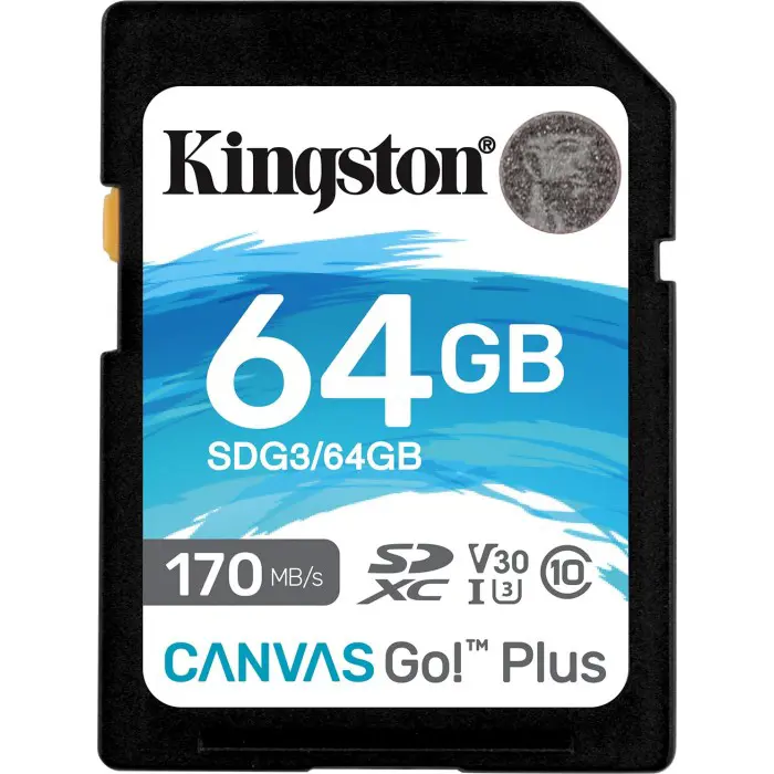 Kingston Canvas Go! Plus 64 GB SDXC, memory card (black, UHS-I (U3), Class 10, V30)