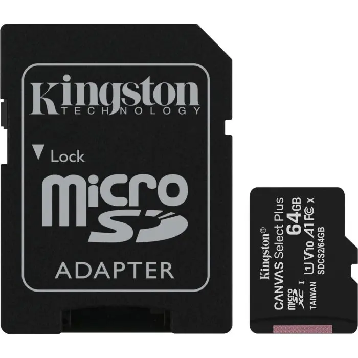 Kingston Canvas Select Plus 64 GB microSDXC, memory card (black, UHS-I (U1), A1, Class 10, V10)