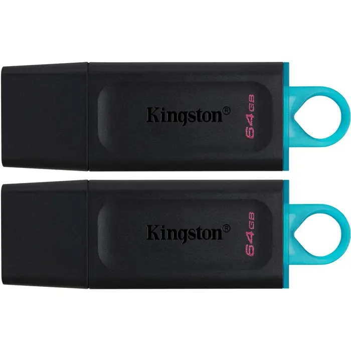 Kingston DataTraveler Exodia 64 GB 2-pack, USB stick (black/turquoise, USB-A 3.2 Gen 1, 2 pieces)