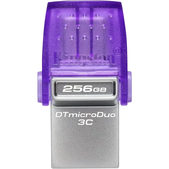 Kingston DataTraveler microDuo 3C 256GB USB Stick (Purple/Transparent, USB-A 3.2 Gen 1, USB-C 3.2 Gen 1)