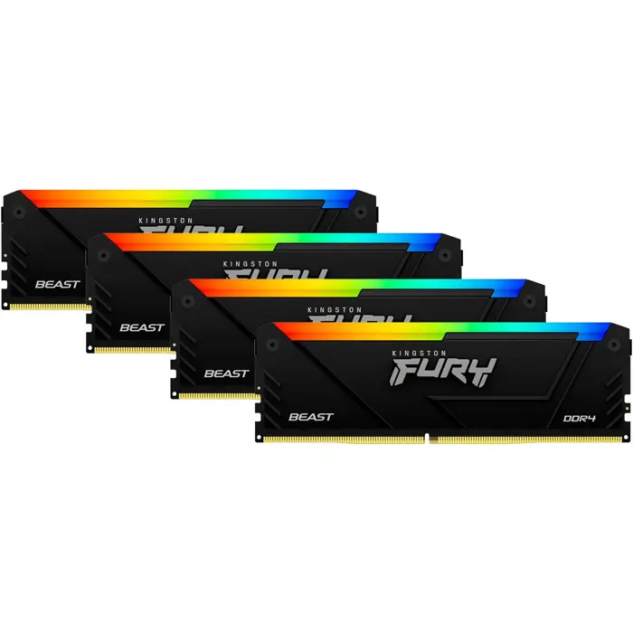 Kingston DDR4 - 32GB -3600 - CL - 17 (4x 8 GB) quad kit (black, KF436C17BB2AK4/32, Beast RGB, INTEL XMP)