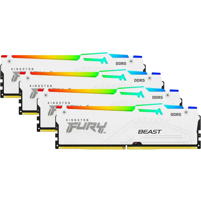 Kingston DDR5 - 128GB - 5600 - CL - 40 (4x 32 GB) Quad-Kit (white, KF556C40BWAK4-128, FURY Beast RGB, INTEL XMP)