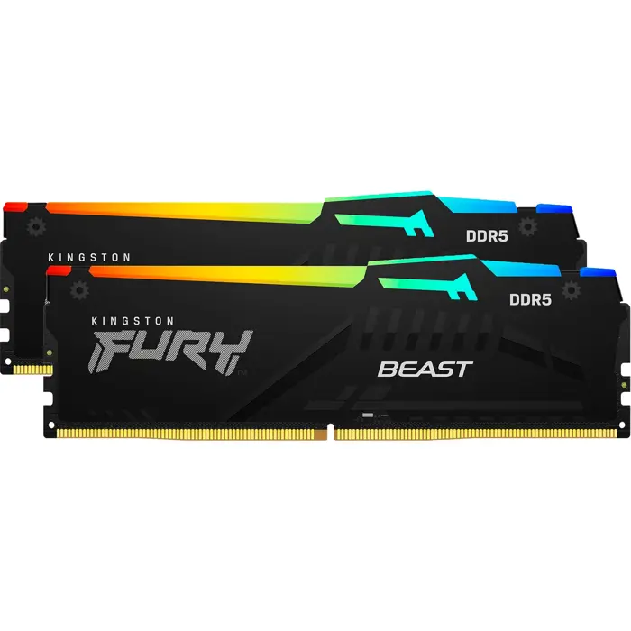 Kingston DDR5 - 16GB - 6000 - CL - 30 (2x 8 GB) Dual-Kit (black, KF560C30BBEAK2-16, FURY Beast RGB, INTEL XMP, AMD EXPO)