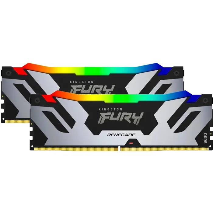 Kingston DDR5 - 96GB - 6400 - CL - 32 (2x 48 GB) Dual-Kit (silver/black, KF564C32RSAK2-96, Renegade RGB, INTEL XMP)