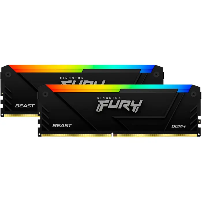 Kingston FURY DDR4 - 16GB - 3200 - CL - 16 (2x 8 GB) dual kit, RAM (black, KF432C16BB2AK2/16, Beast RGB, INTEL XMP)