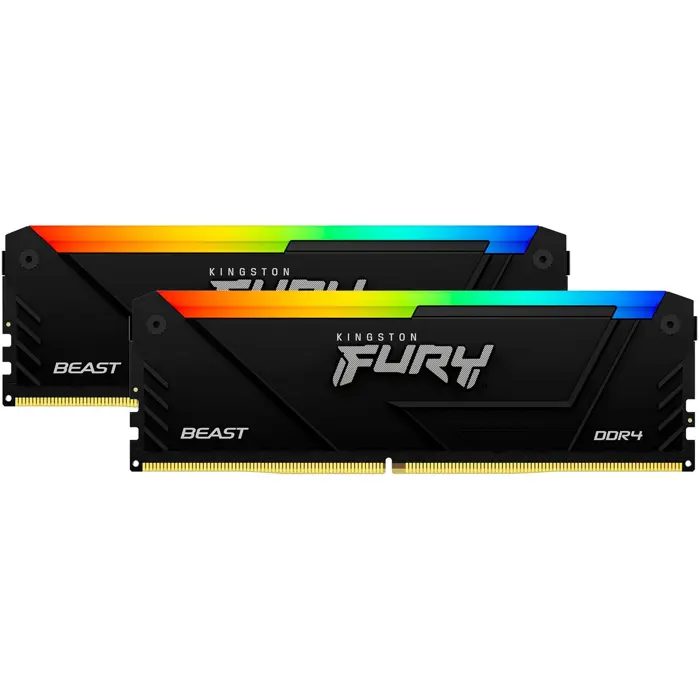 Kingston FURY DDR4 - 32GB - 3200 - CL - 16 (2x 16 GB) dual kit, RAM (black, KF432C16BB12AK2/32, Beast RGB, INTEL XMP)