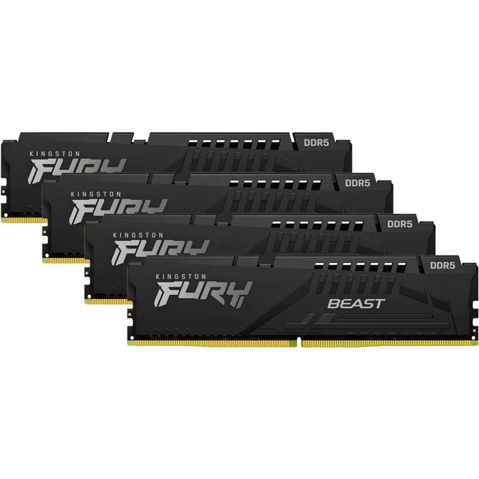 Kingston FURY DDR5 - 128GB -5200 - CL - 40 (4x 32 GB) Quad-Kit, RAM (black, KF552C40BBK4-128, Fury Beast, INTEL XMP)
